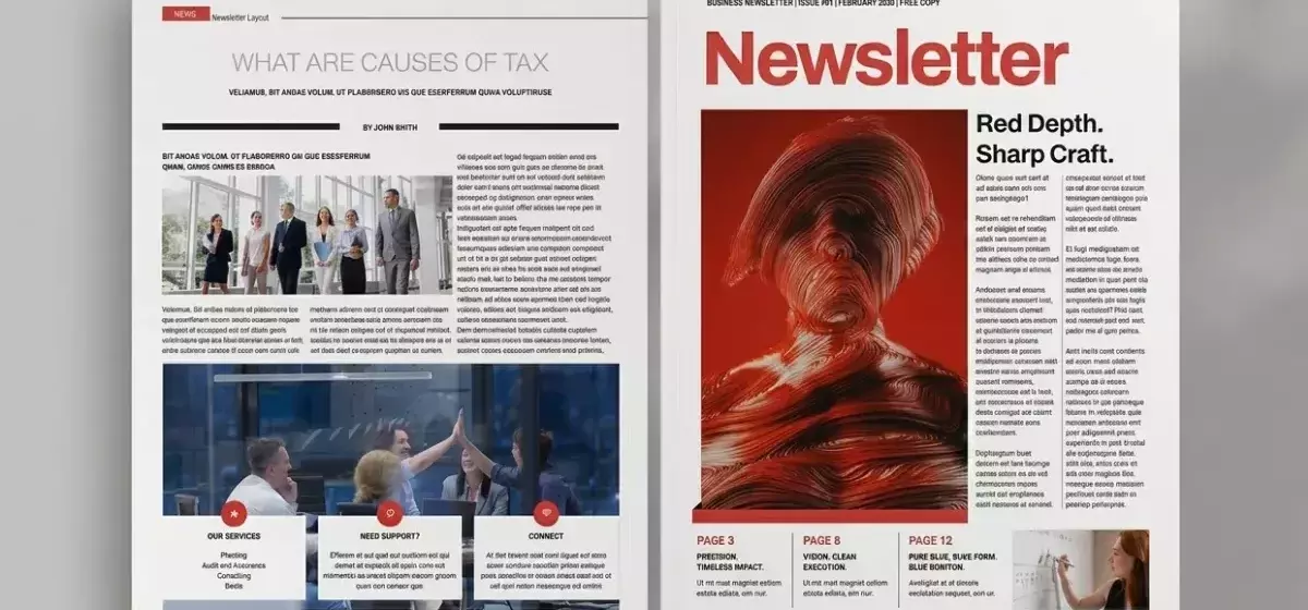 Professionelle InDesign-Vorlage für Unternehmens-Newsletter