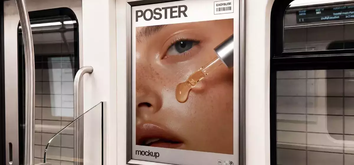 U-Bahn-Plakat-Mockup: Präsentation von Designarbeiten mit Pixelbuddha Studio