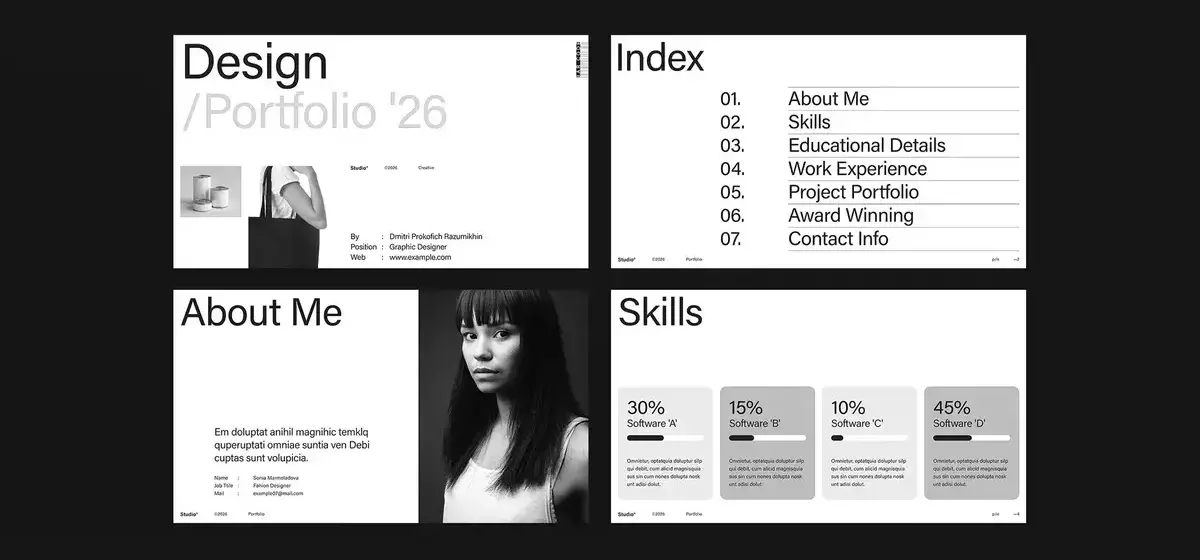 Eine detaillierte Untersuchung einer InDesign-Präsentationsvorlage für Grafikdesigner