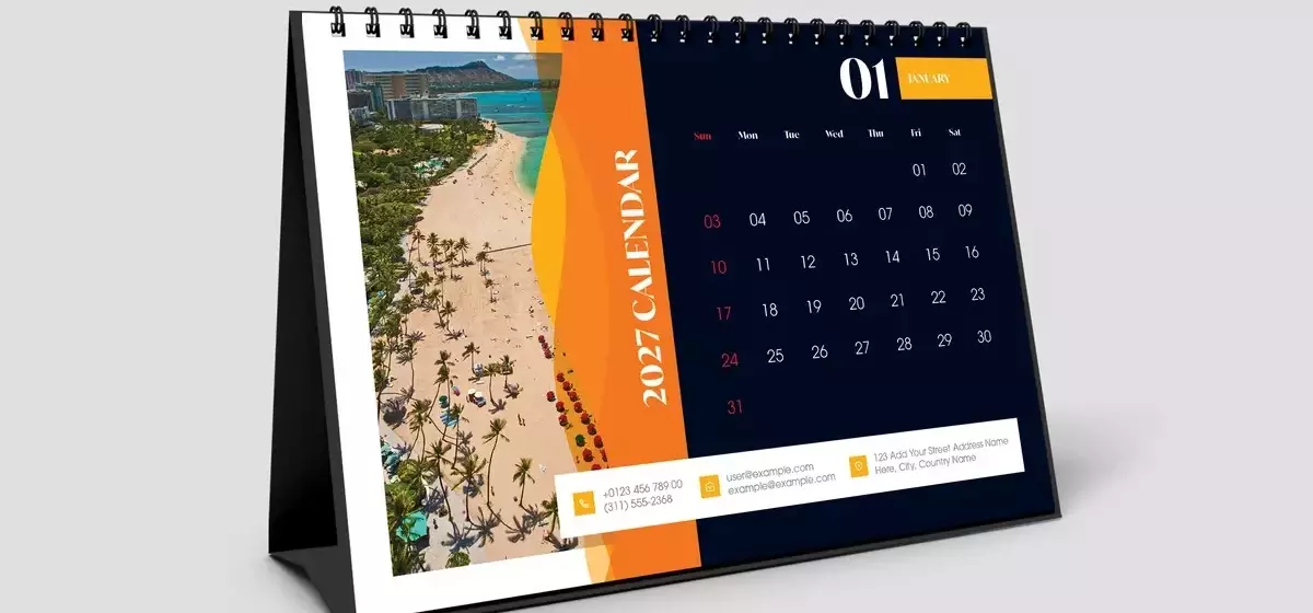 Ein tiefer Einblick in das A5-Schreibtischkalender-Layout 2027 für Adobe InDesign