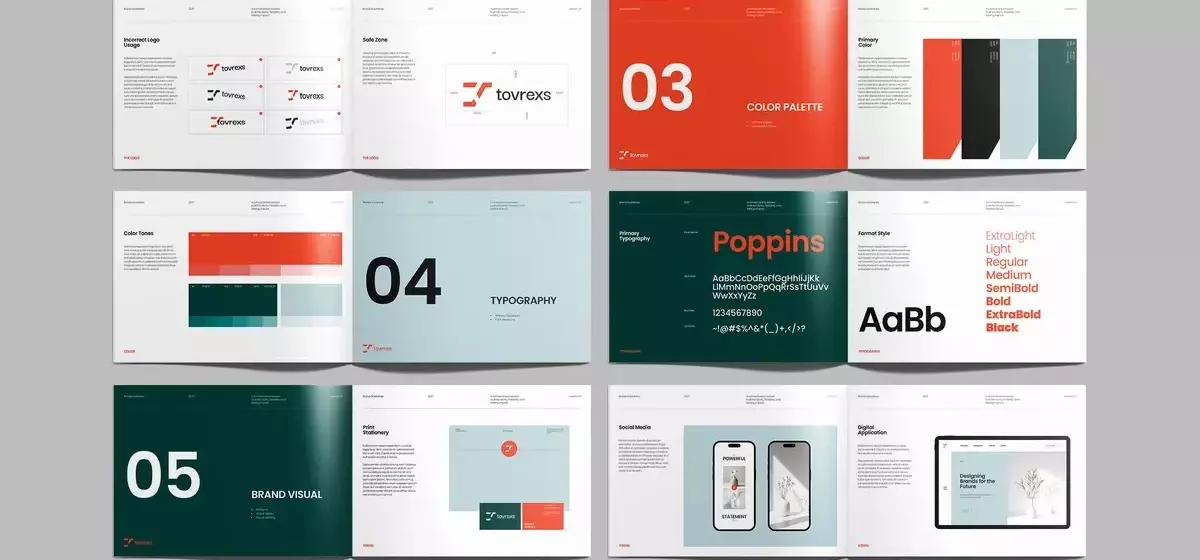 Umfassende Analyse einer Vorlage für Markenrichtlinien-Broschüren in Adobe InDesign