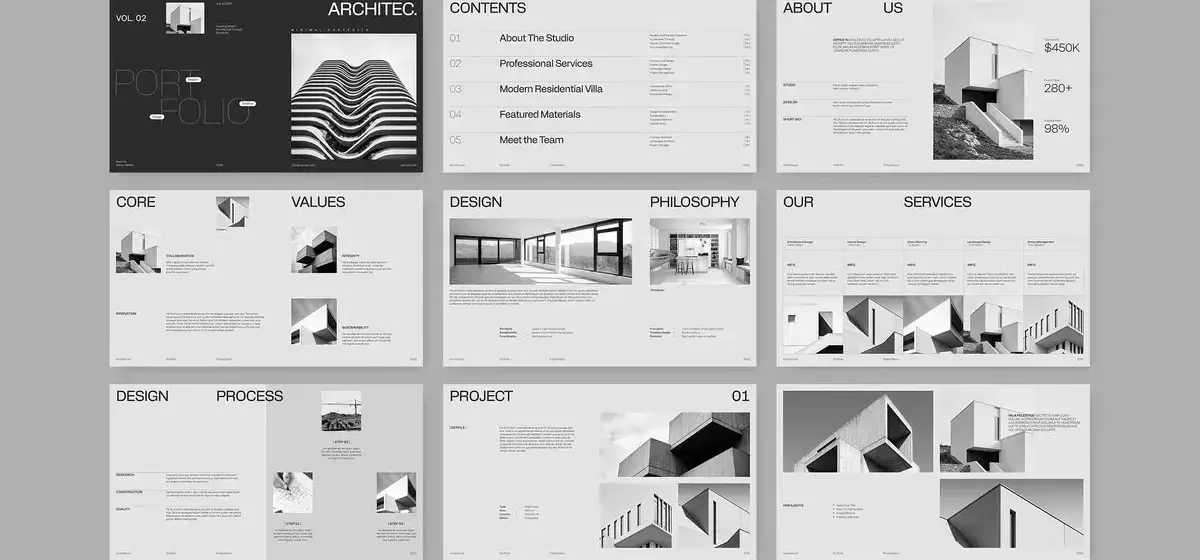 Architektur-Portfolio-Vorlagen: ARCHITEC gegen PixWork im direkten Vergleich