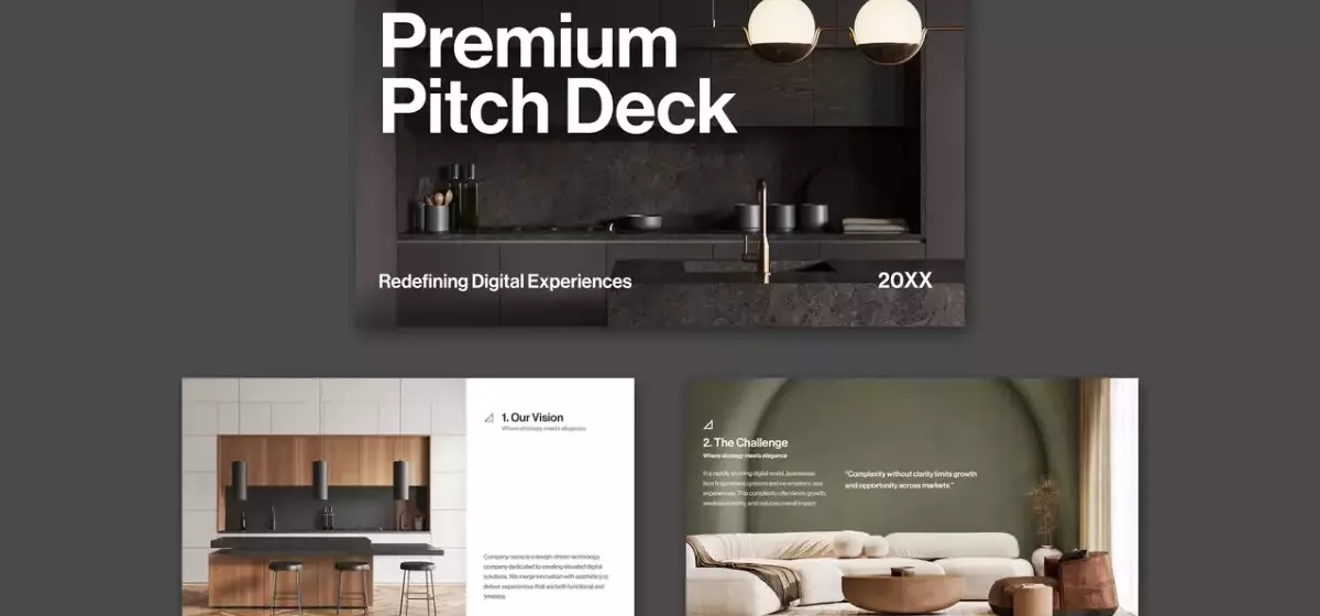 Eine Premium InDesign Pitch Deck Vorlage, die Ihr Studio wie finanziert aussehen lässt