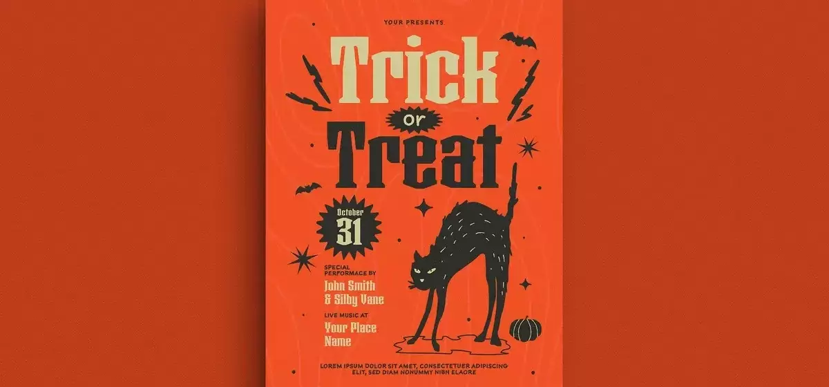 Einzigartiger Retro Halloween Flyer: Das Erfolgsgeheimnis einer schwarzen Katze