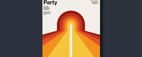 Minimalistisches Sommerparty-Poster-Template: Eine detaillierte Analyse im Retro-Vektorgrafik-Stil