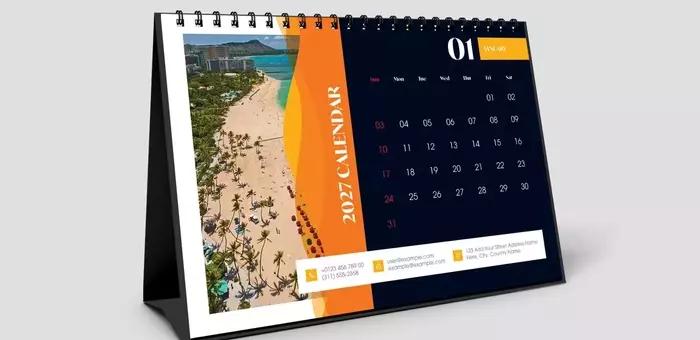 Ein tiefer Einblick in das A5-Schreibtischkalender-Layout 2027 für Adobe InDesign